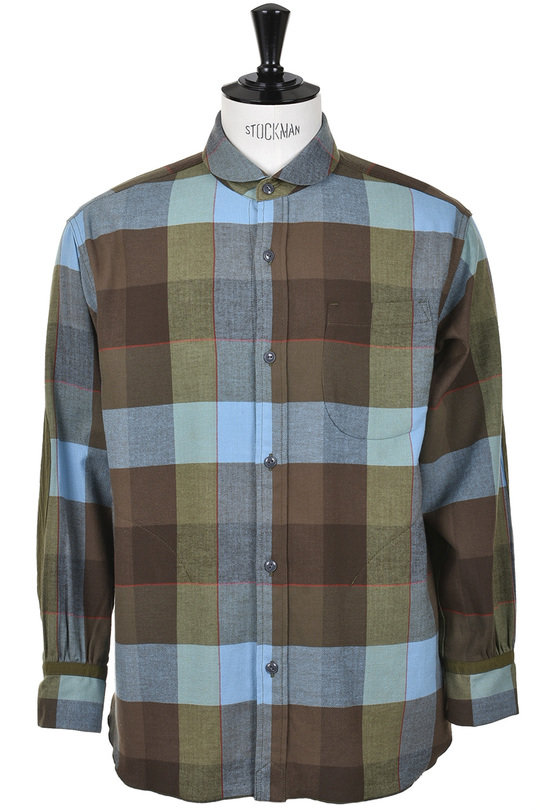 Herringbone Flannel Check Shirt - Olive at Kafka Mercantile