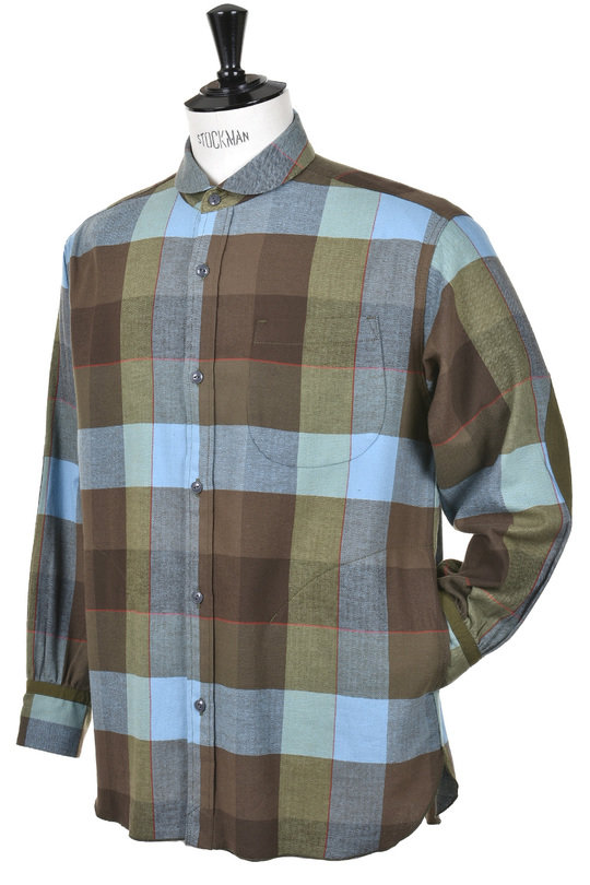 Herringbone Flannel Check Shirt - Olive at Kafka Mercantile