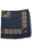 Linen Rayon Fringe Stole HAVANANAJA - Navy Thumbnail