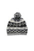 Double Cuff Knitted Fair Isle Cap - Grey/Black Thumbnail