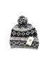 Double Cuff Knitted Fair Isle Cap - Grey/Black Thumbnail