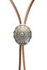 Leather Bolo Tie Sunburst Concho - Brown Thumbnail