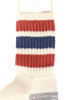 R1255 Coarse Ribbed Oldschool Crew Socks - Chilli Red/Blue Thumbnail