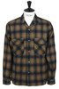 #F3505 Nel Open Collar Flannel Check Shirt - Green Thumbnail