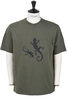 Gecko Print Cross Crew Neck T-Shirt - Olive Thumbnail