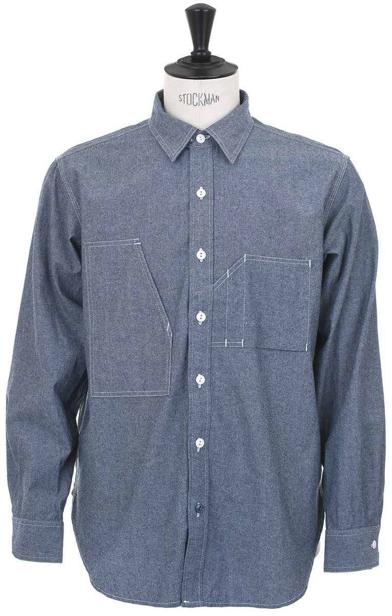 Engineered Garments Specials Mercantile Work Shirt 4 5oz Cotton Chambray Double Tab Indigo Kafka Mercantile