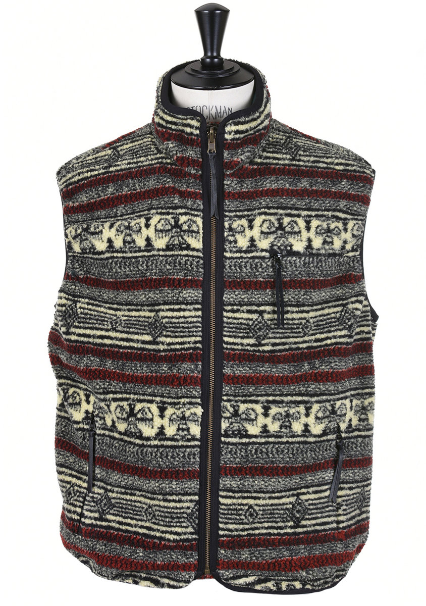 Kapital Birds-Eye BOA Fleece Reversible Vest - Black | Kafka