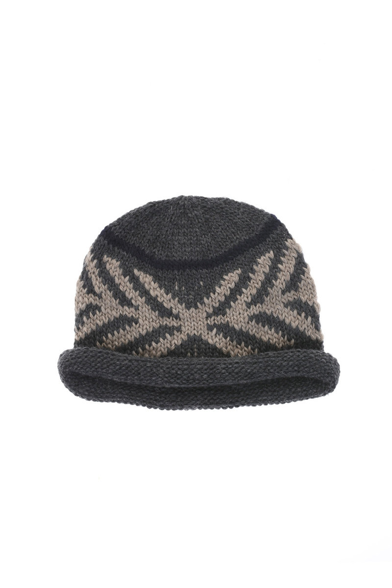 Cableami Wool Jacquard Knit Hat - Grey | Kafka Mercantile