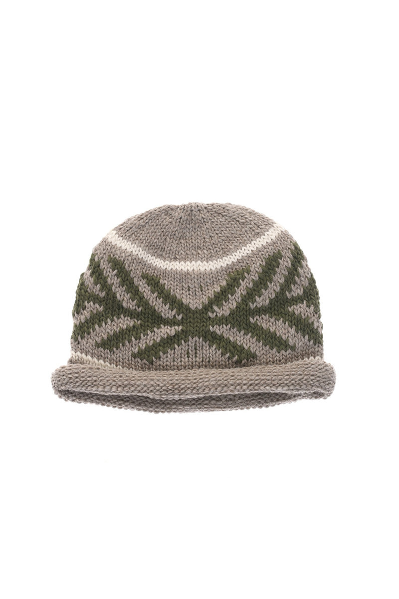 Wool Jacquard Knit Hat - Beige at Kafka Mercantile