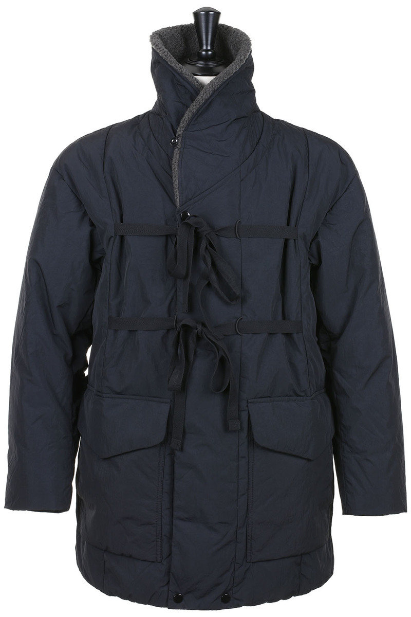 Shawl Collar Boa Down Jacket - Black at Kafka Mercantile