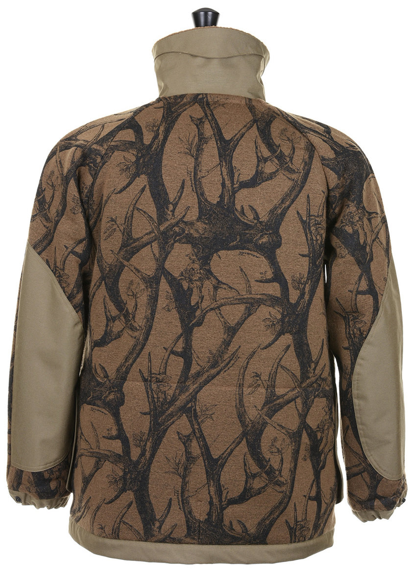 Norbit Horn Tree Print Wool Boa Jacket - Brown | Kafka Mercantile