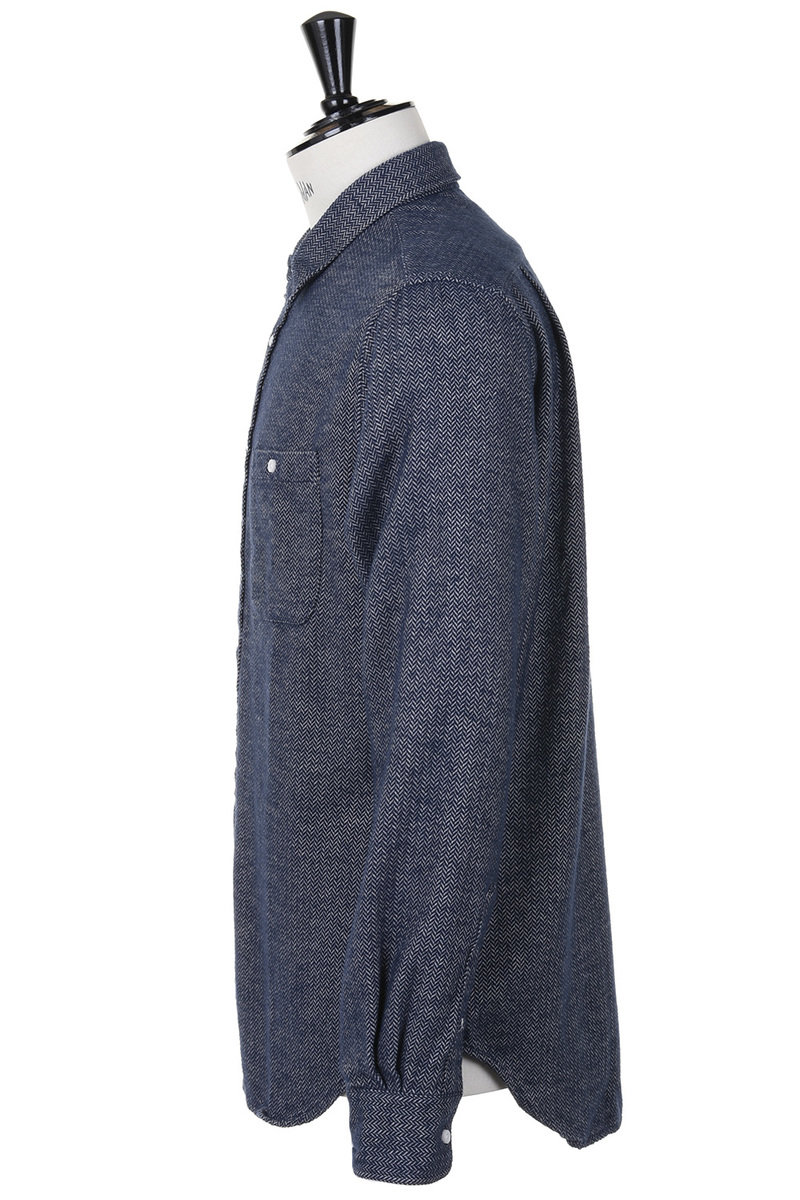 Gitman Vintage Work Shirt Herringbone Navy Kafka Mercantile Flannel - 