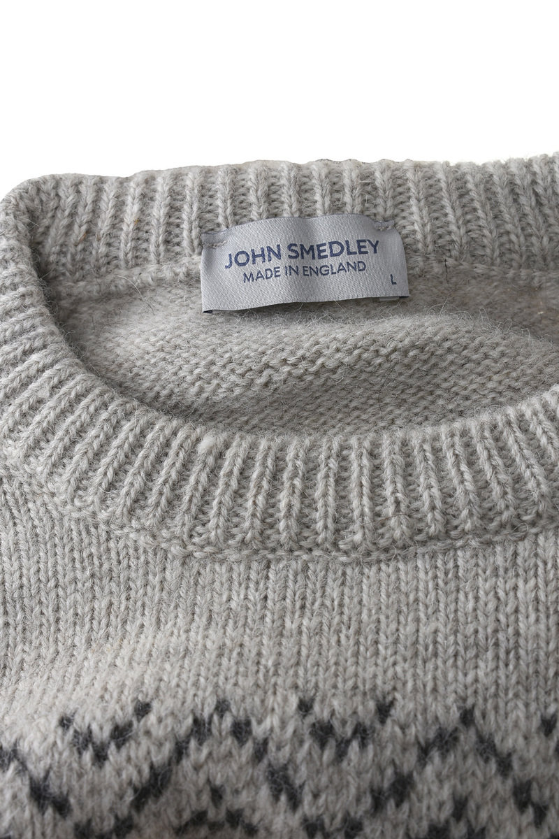 John Smedley Oban Wool Jacquard Crew Neck - Natural | Kafka Mercantile