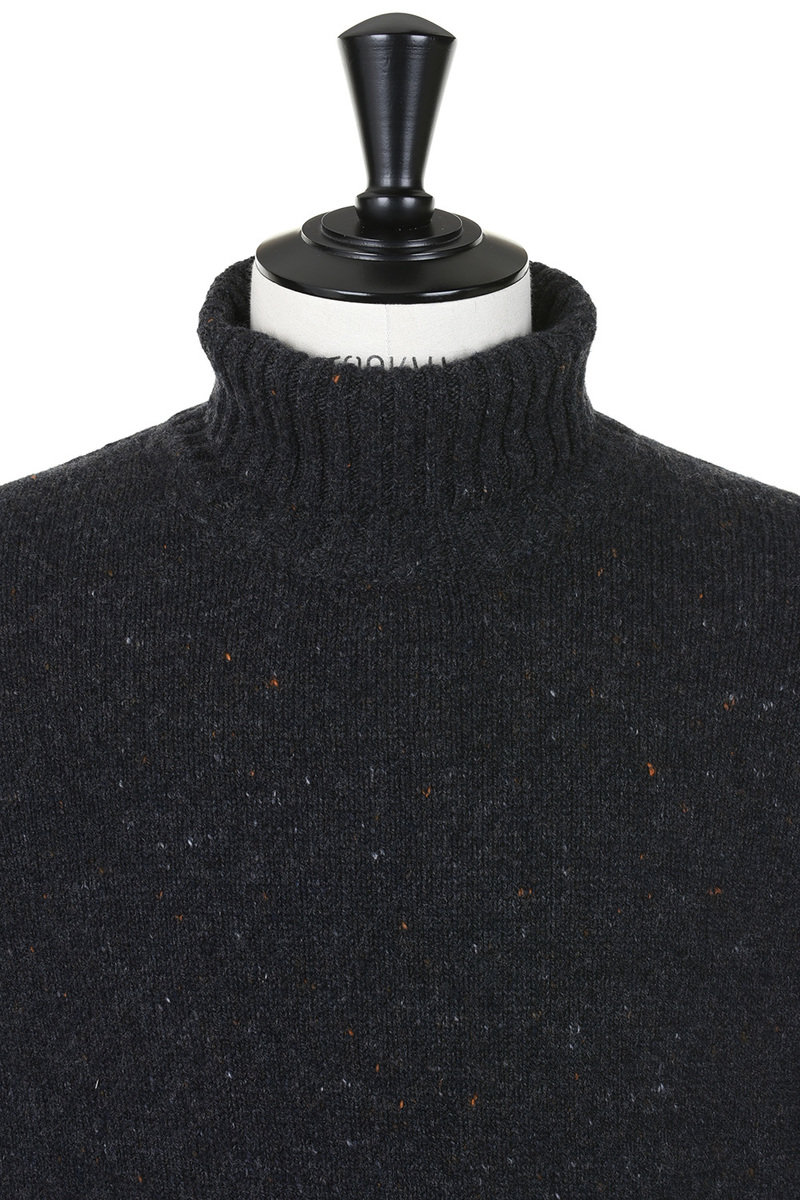 Inis Meain Donegal Turtle Neck Cashmere/Merino Wool - Carbone