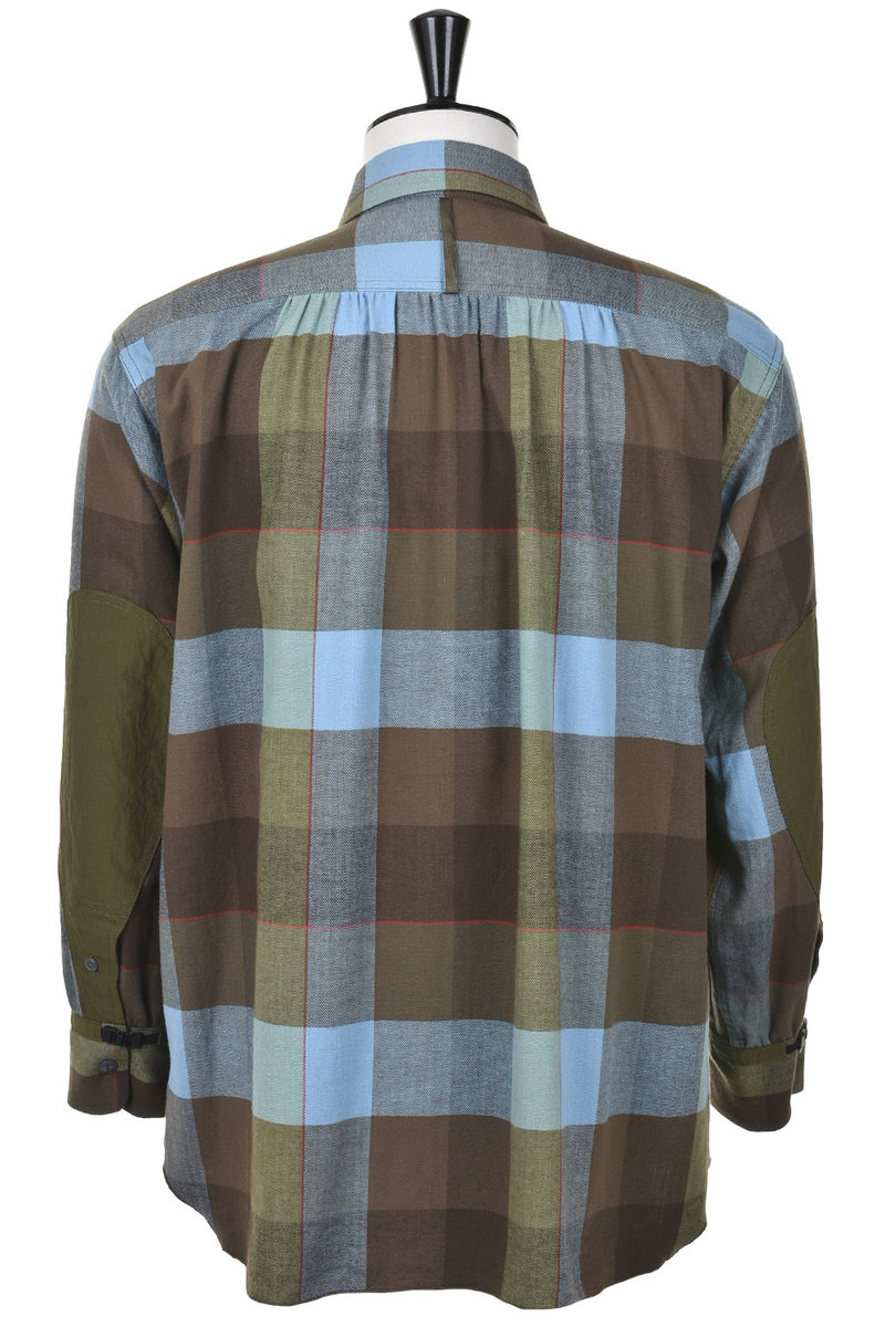 Herringbone Flannel Check Shirt - Olive at Kafka Mercantile