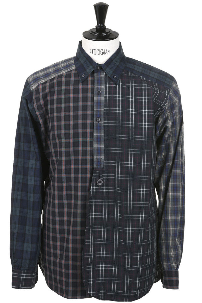 B.D. EDW Shirt - Cotton Plaid Cloth / Crazy - Navy at Kafka Mercantile