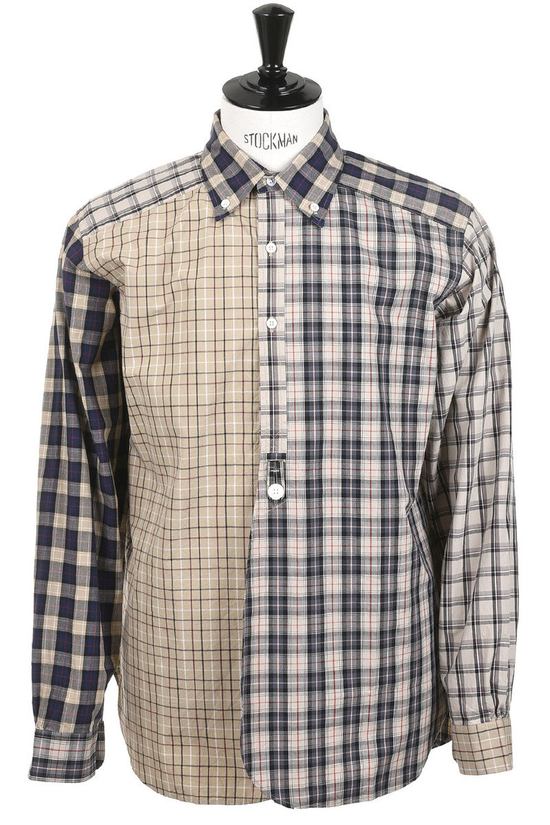 B.D. EDW Shirt - Cotton Plaid Cloth / Crazy - Khaki at Kafka Mercantile