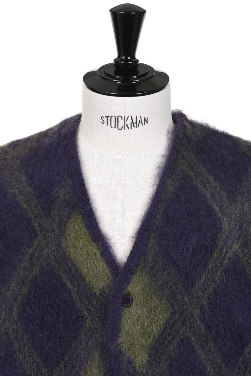 Needles Mohair Cardigan Argyle - Purple | Kafka Mercantile