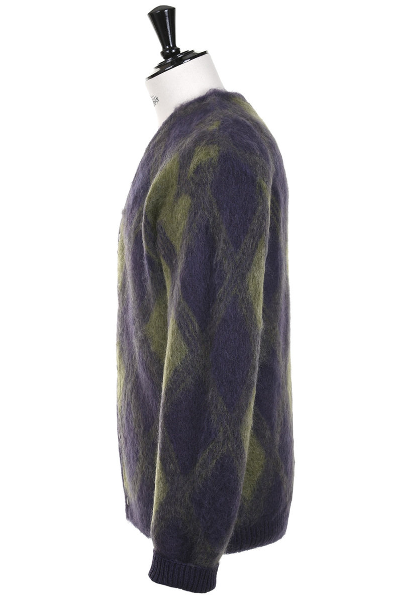 Needles Mohair Cardigan Argyle - Purple | Kafka Mercantile