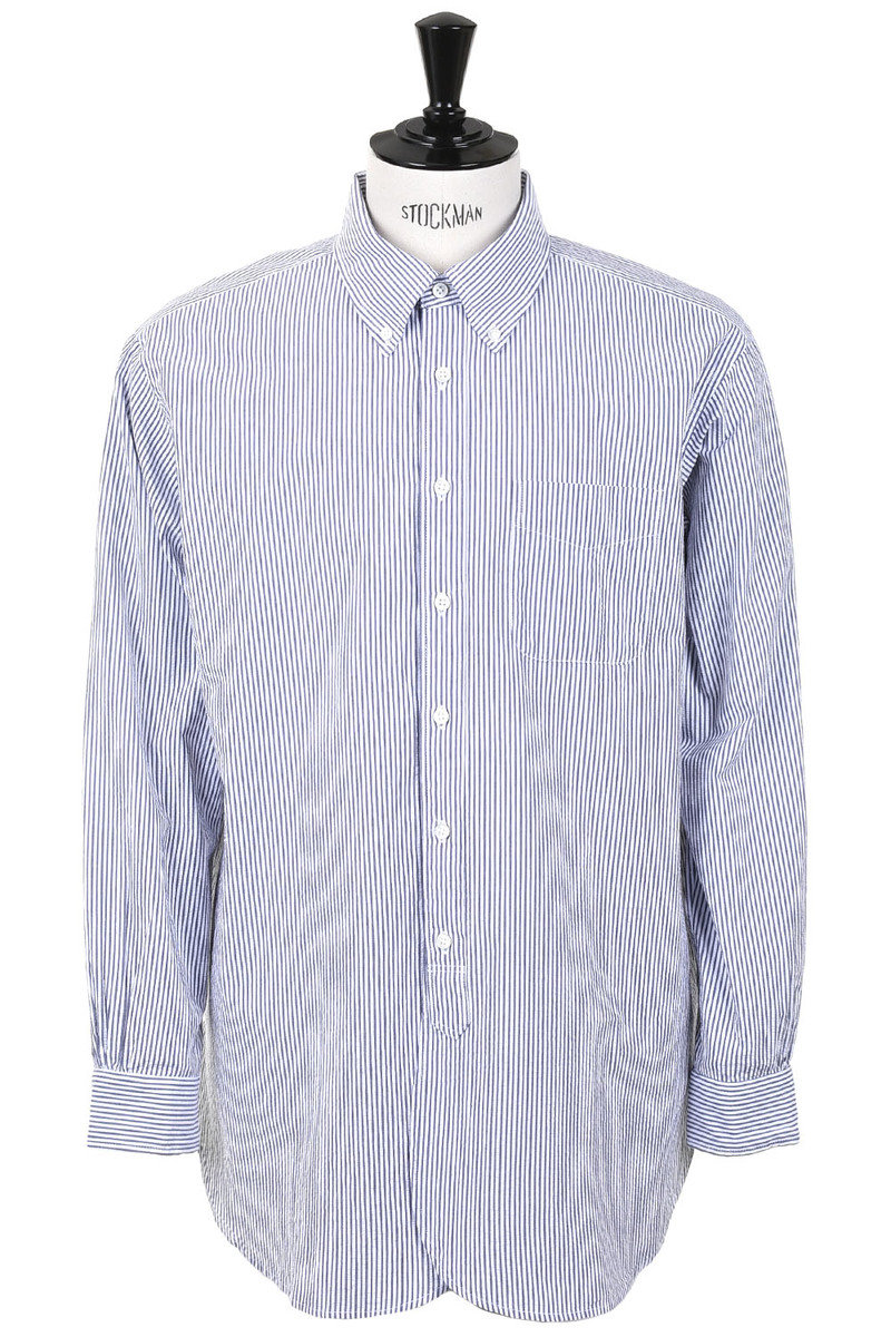 19th Century BD Shirt Cotton Seersucker - Navy/White at Kafka Mercantile