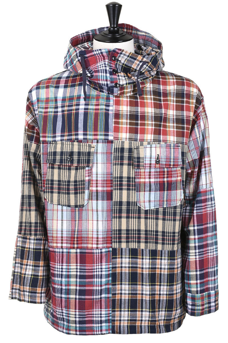 Engineered Garments Cagoule Shirt Square Patchwork Madras - Navy