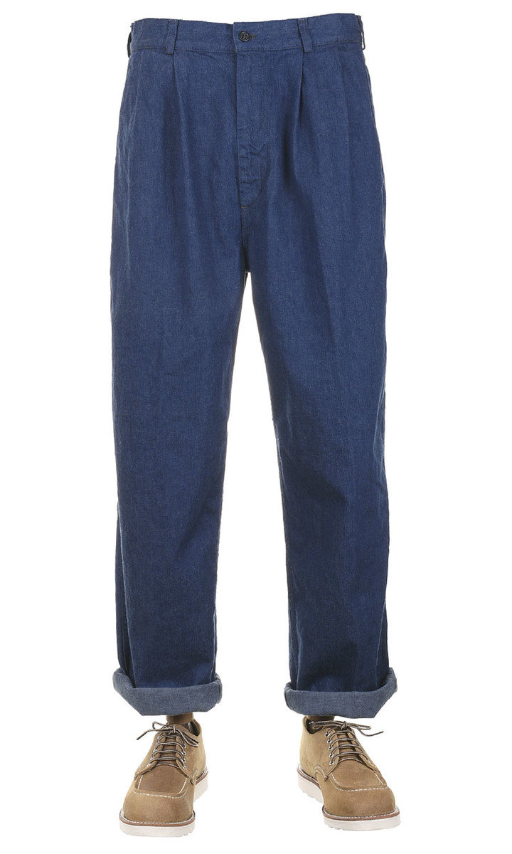 03- 5021-81 Two Tuck Denim Trouser - Blue at Kafka Mercantile